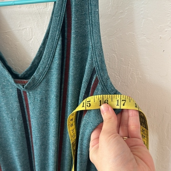 Sundry Teal Maroon Sleeveless Tank Ruched Striped Casual Sundress Size 0 - Picture 10 of 10